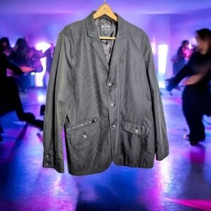 Stylish Black 3 Button Pinstripe Blazer Sz XL By Express